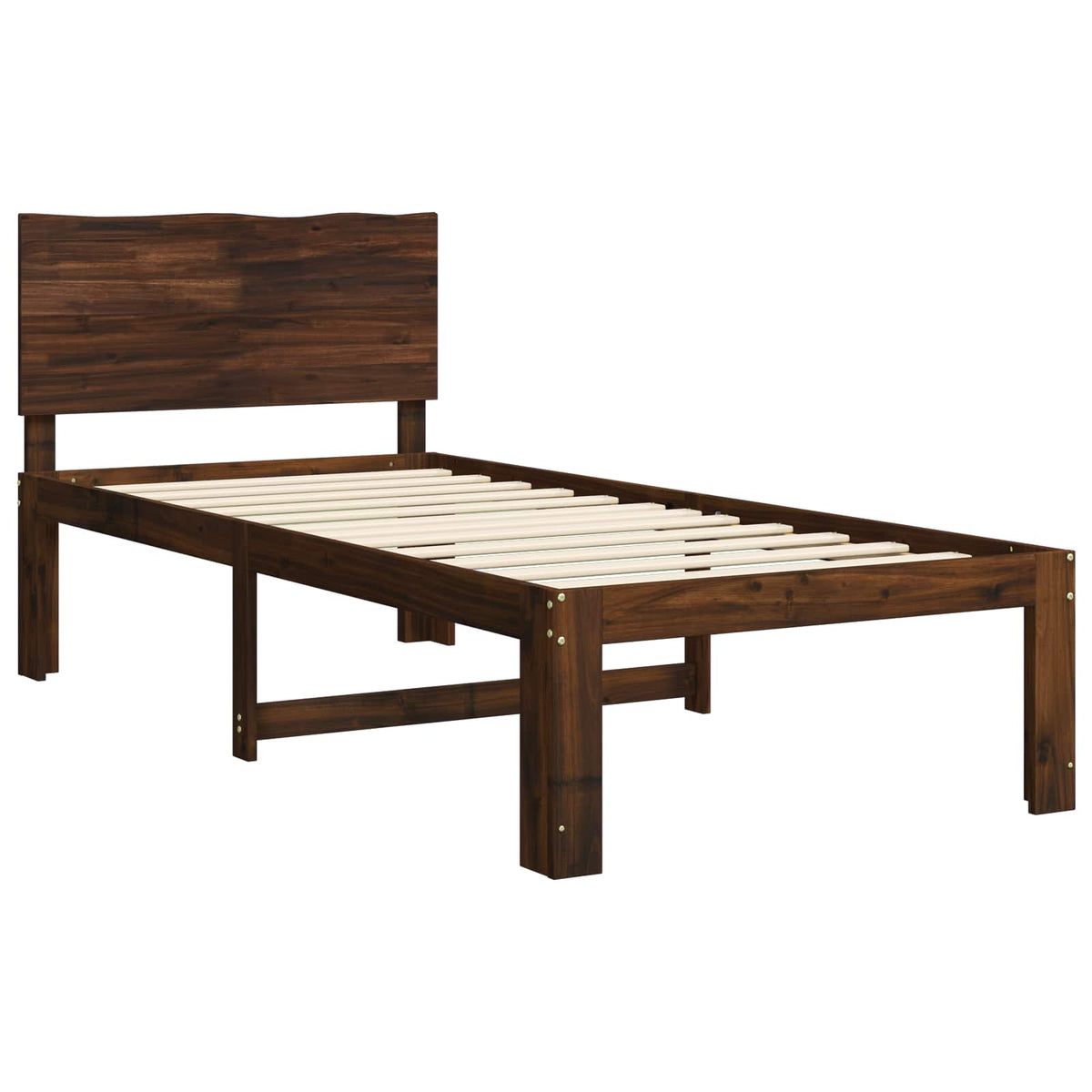 Eenpersoonsbed met hoofdbord ROSTOCK Donkerbruin 90 x 190 cm