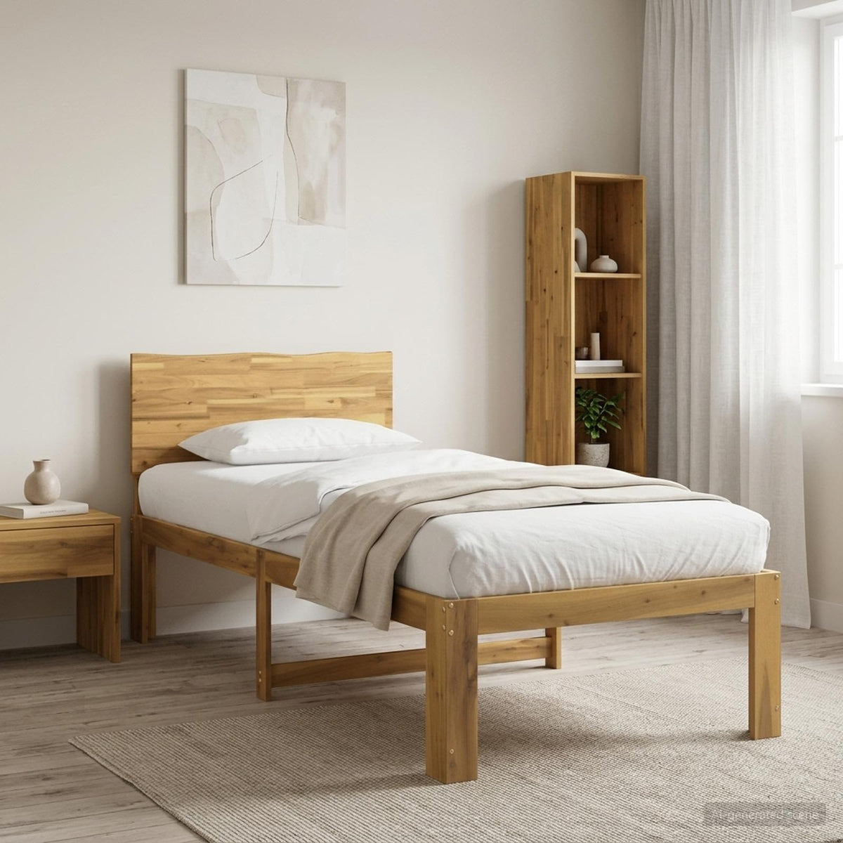 Eenpersoonsbed met hoofdbord ROSTOCK Wit 90 x 190 cm