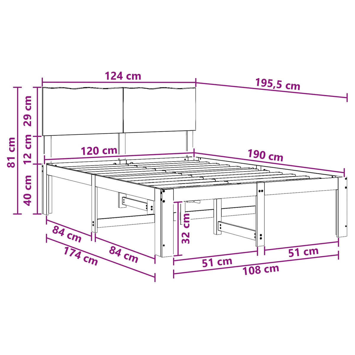 Tweepersoonsbed met hoofdeinde ROSTOCK Naturel 120 x 190 cm