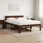 Bed frame massief acaciahout donkerbruin 135x190 cm