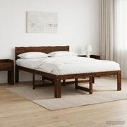 Bed frame massief acaciahout donkerbruin 135x190 cm