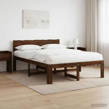 Tweepersoonsbed met hoofdeinde ROSTOCK Donkerbruin 135 x 190 cm