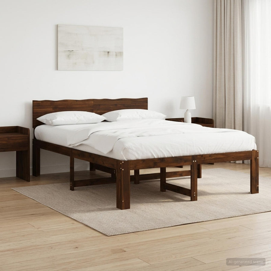 Tweepersoonsbed met hoofdeinde ROSTOCK Donkerbruin 135 x 190 cm