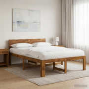 Tweepersoonsbed massief acaciahout 135x190 cm naturel