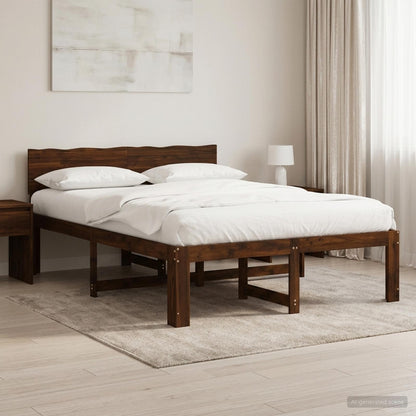 Tweepersoonsbed met hoofdeinde ROSTOCK Donkerbruin 140 x 190 cm