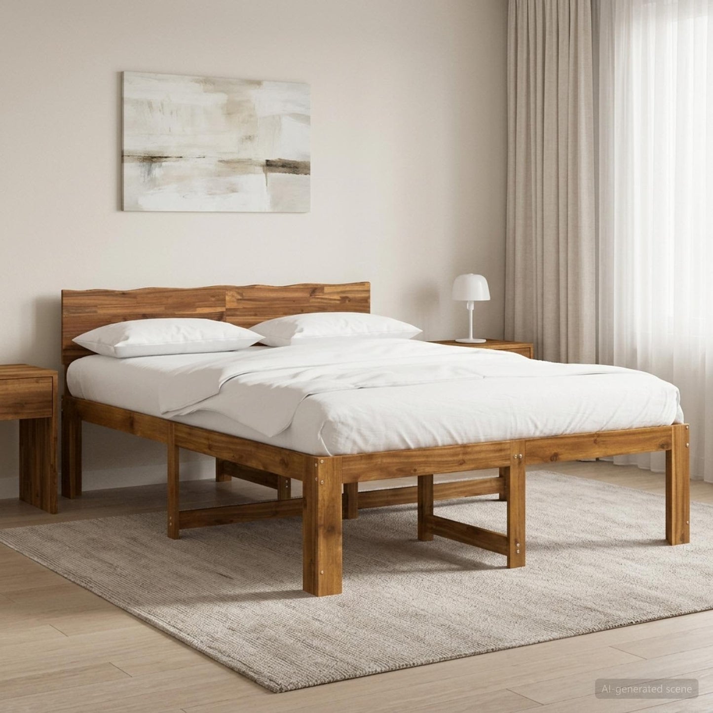Tweepersoonsbed met hoofdeinde ROSTOCK Naturel 140 x 190 cm