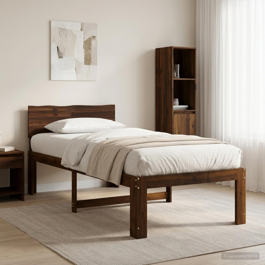Eenpersoonsbed met hoofdbord ROSTOCK Donkerbruin 80 x 200 cm