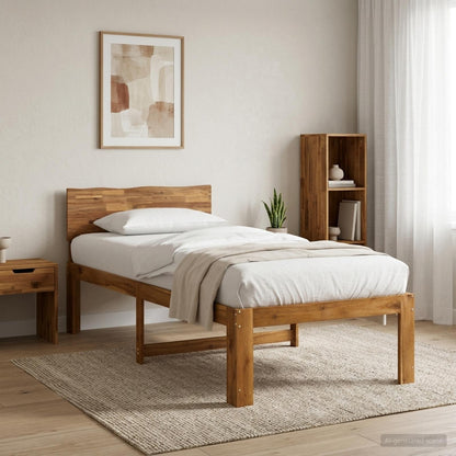Eenpersoonsbed met hoofdbord ROSTOCK Naturel 80 x 200 cm