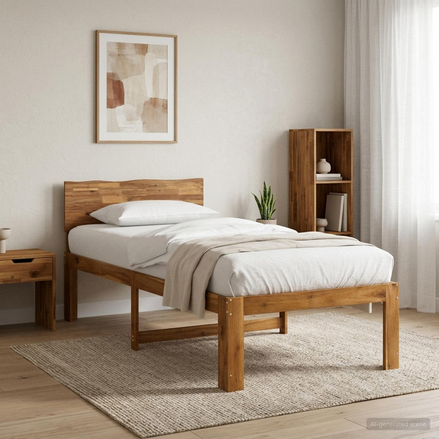 Eenpersoonsbed met hoofdbord ROSTOCK Naturel 80 x 200 cm