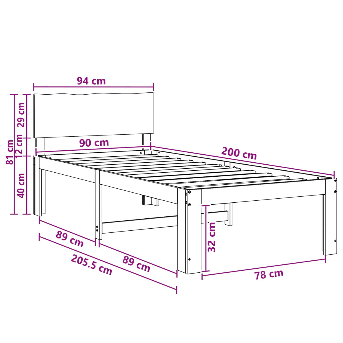 Eenpersoonsbed met hoofdbord ROSTOCK Donkerbruin 90 x 200 cm