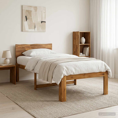 Eenpersoonsbed met hoofdbord ROSTOCK Naturel 90 x 200 cm