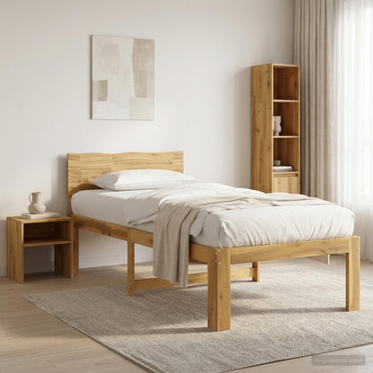 Eenpersoonsbed met hoofdbord ROSTOCK Wit 90 x 200 cm