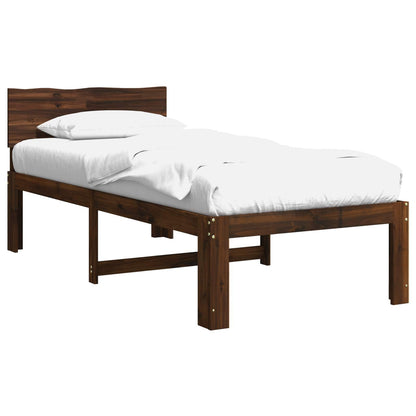 Eenpersoonsbed met hoofdbord ROSTOCK Donkerbruin 100 x 200 cm