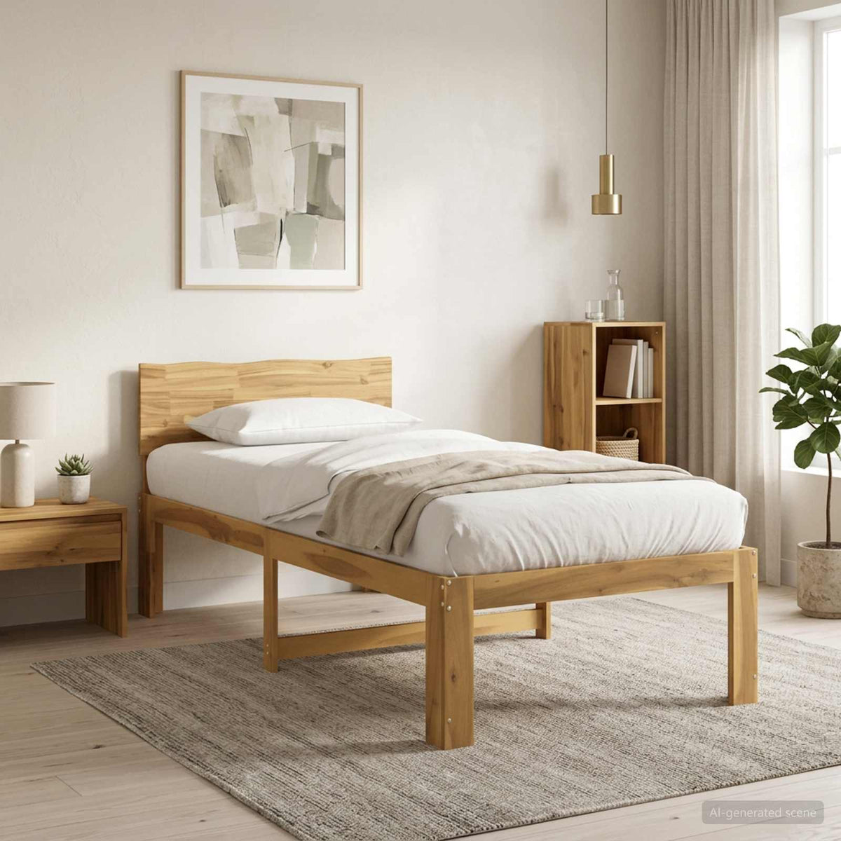 Eenpersoonsbed met hoofdbord ROSTOCK Wit 100 x 200 cm