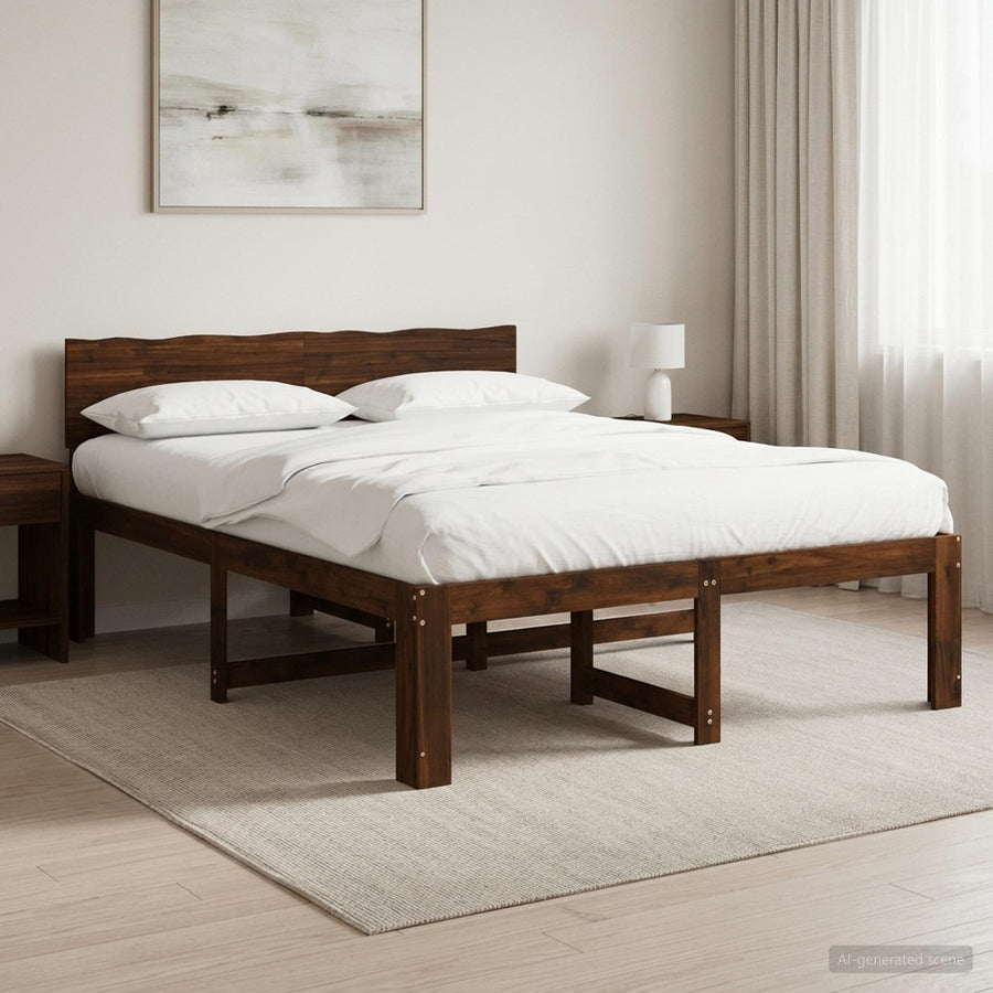 Tweepersoonsbed met hoofdeinde ROSTOCK Donkerbruin 120 x 200 cm