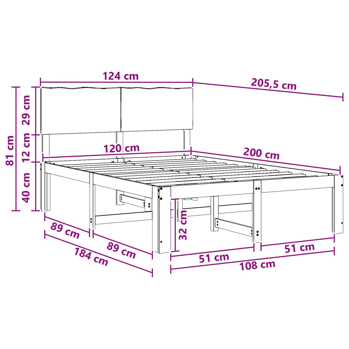 Tweepersoonsbed met hoofdeinde ROSTOCK Naturel 120 x 200 cm