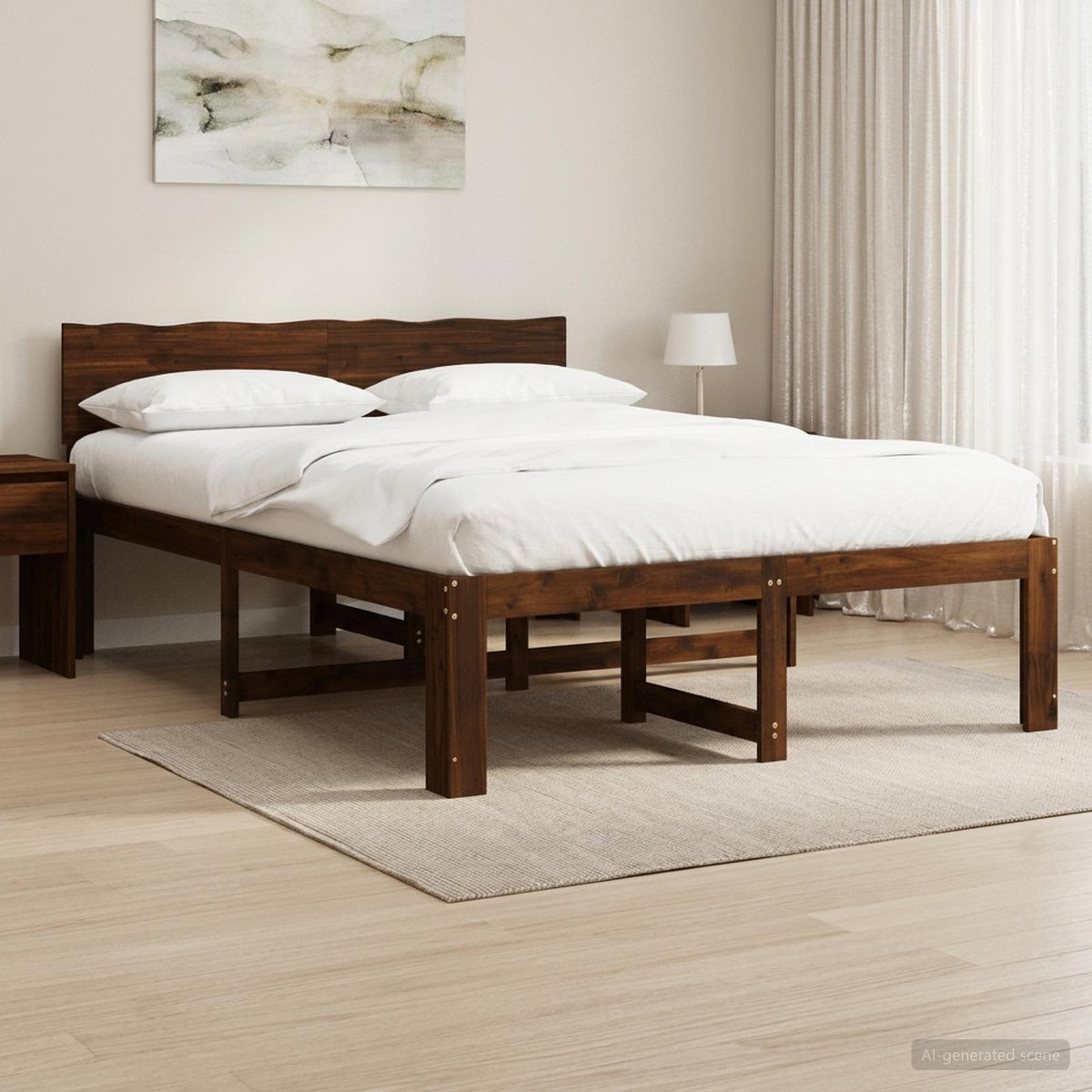 Tweepersoonsbed met hoofdeinde ROSTOCK Donkerbruin 140 x 200 cm