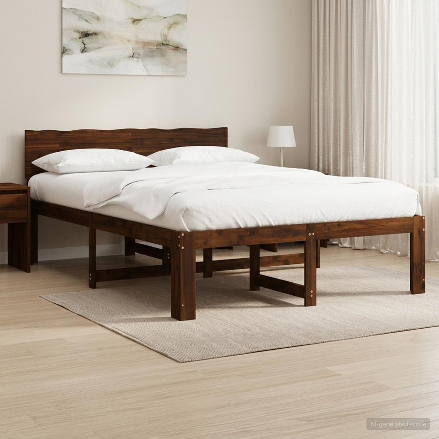 Tweepersoonsbed met hoofdeinde ROSTOCK Donkerbruin 140 x 200 cm