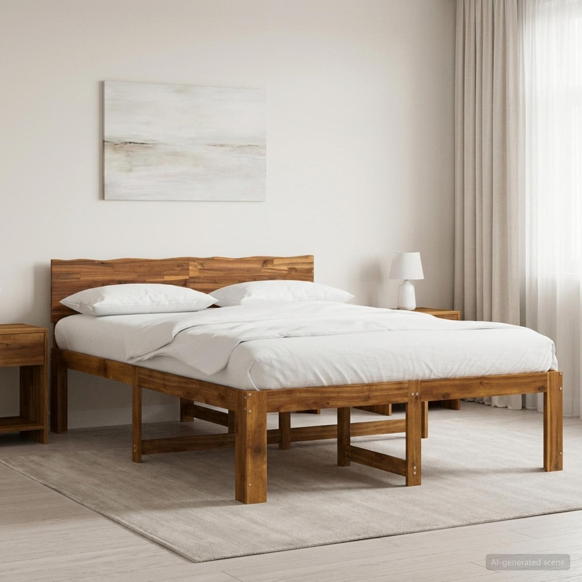 Tweepersoonsbed met hoofdeinde ROSTOCK Naturel 140 x 200 cm