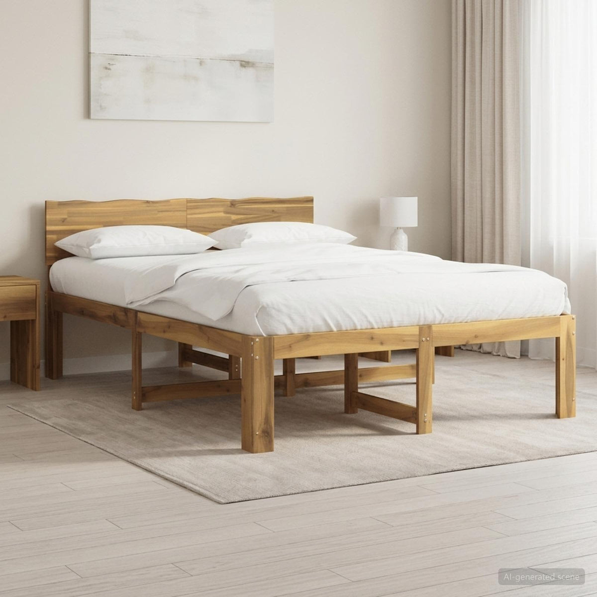 Tweepersoonsbed met hoofdeinde ROSTOCK Wit 140 x 200 cm