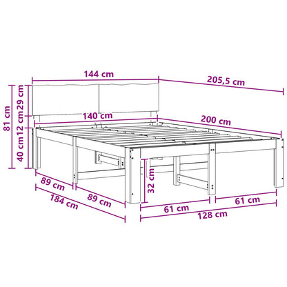 Tweepersoonsbed met hoofdeinde ROSTOCK Wit 140 x 200 cm