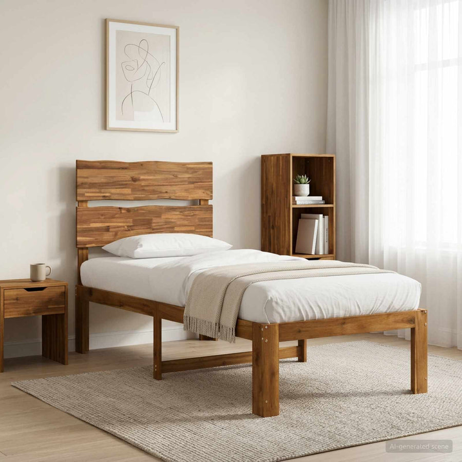 Eenpersoonsbed met hoofdbord ROSTOCK Naturel 75 x 190 cm