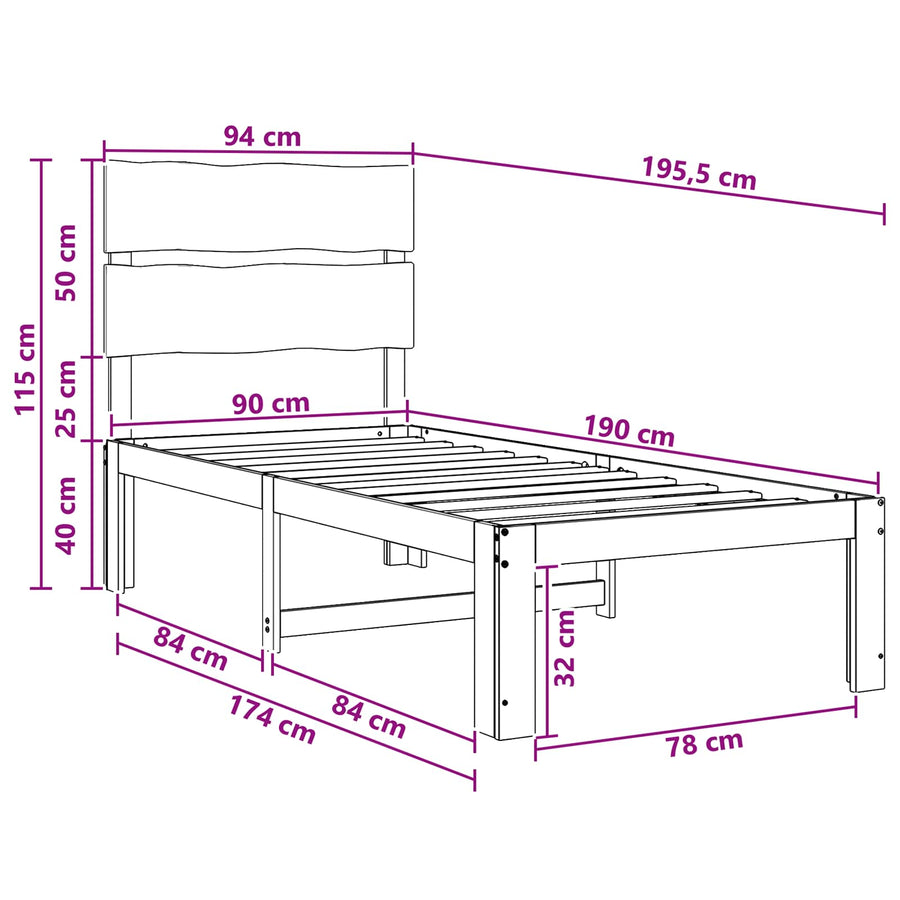 Eenpersoonsbed met hoofdbord ROSTOCK Donkerbruin 90 x 190 cm