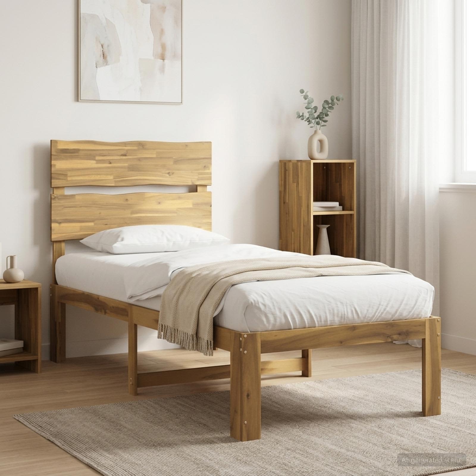 Eenpersoonsbed met hoofdbord ROSTOCK Wit 90 x 190 cm