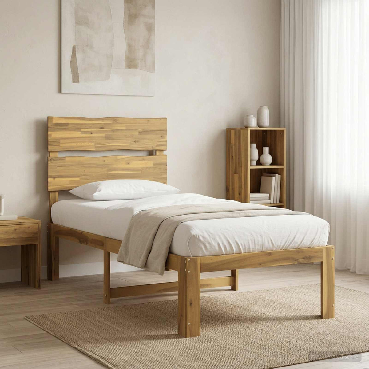 Eenpersoonsbed met hoofdbord ROSTOCK Wit 90 x 200 cm