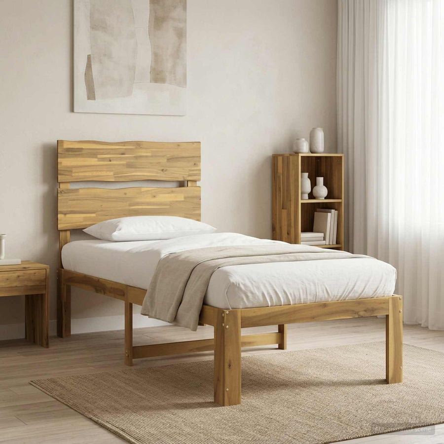 Eenpersoonsbed met hoofdbord ROSTOCK Wit 90 x 200 cm