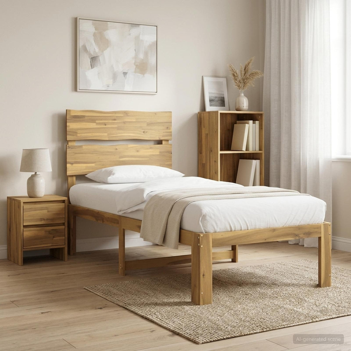 Eenpersoonsbed met hoofdbord ROSTOCK Wit 100 x 200 cm