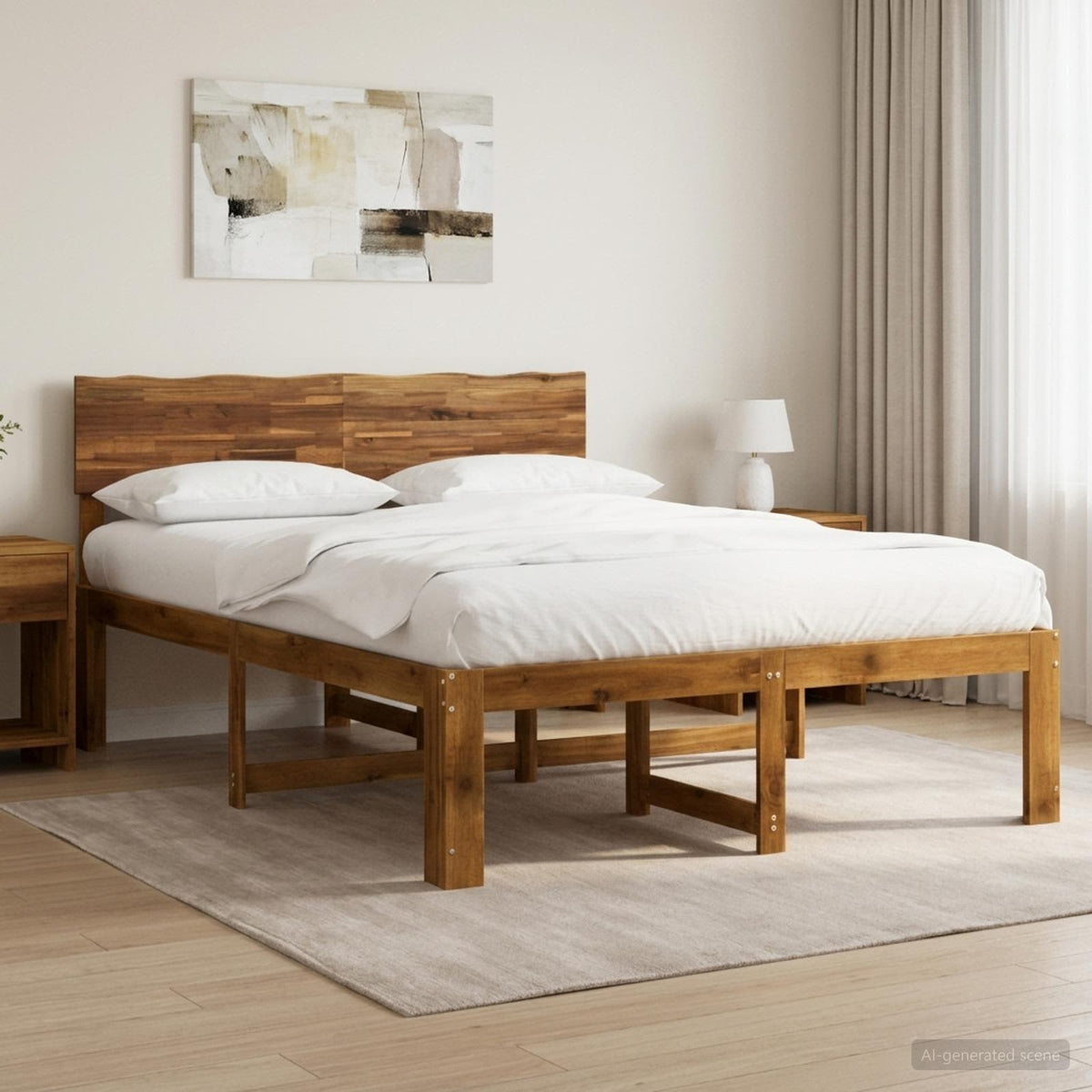 Tweepersoonsbed met hoofdeinde ROSTOCK Naturel 137 x 190 cm