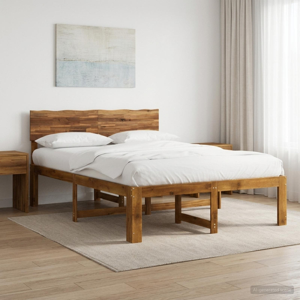 Tweepersoonsbed met hoofdeinde ROSTOCK Naturel 137 x 190 cm