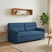 Bank blauw polyester metaal MDF multiplex