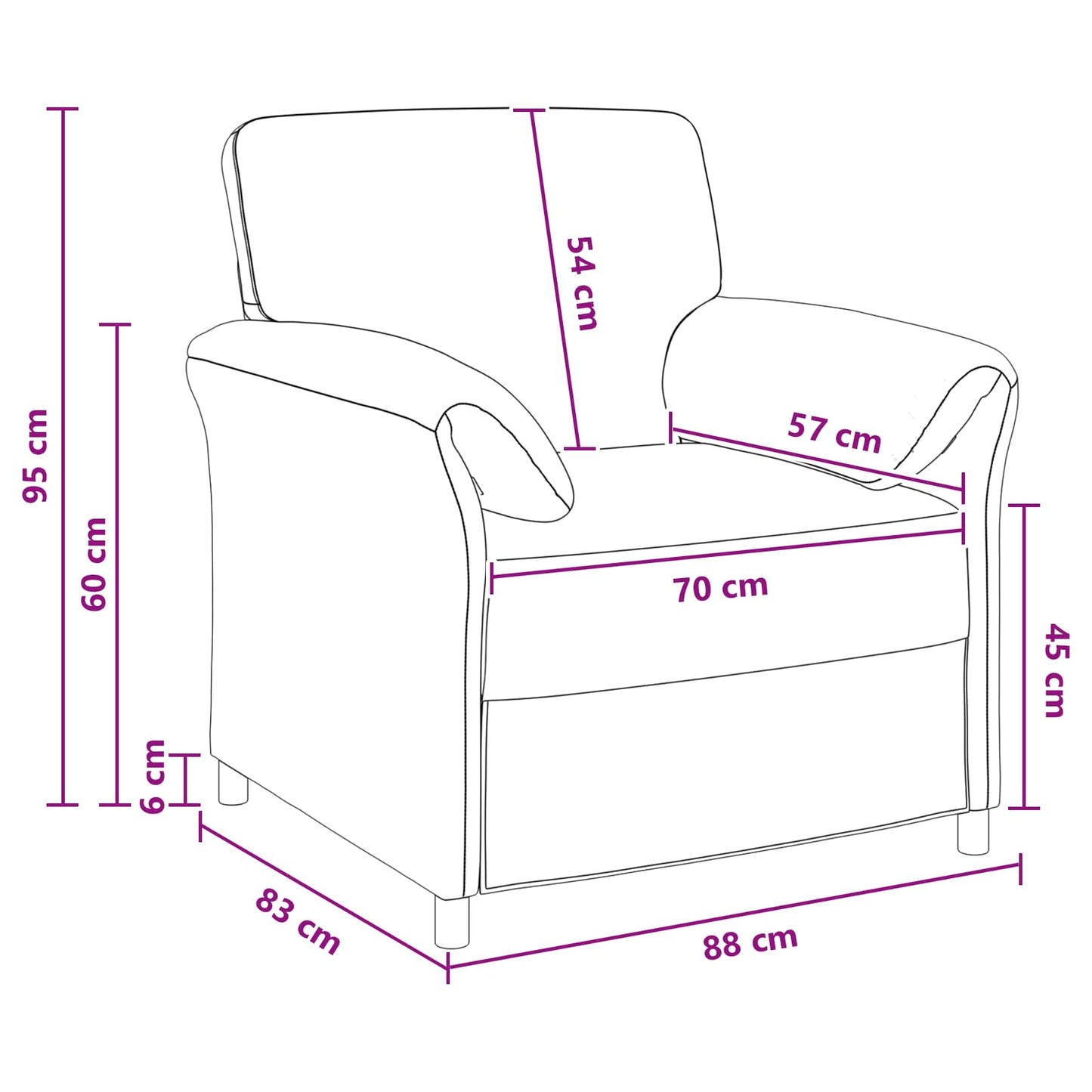 1-Zits Bank Wijnrood 88 x 83 x 95 cm Fluweel