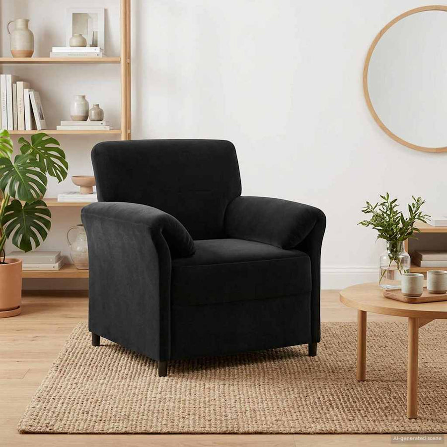1-Zits Bank Zwart 88 x 83 x 95 cm Fluweel
