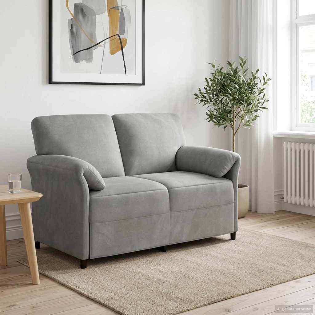 2-Zits Sofa Lichtgrijs 138 x 83 x 95 cm Fluweel