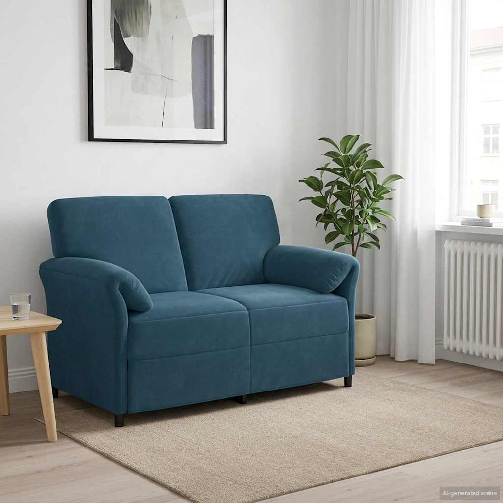 2-Zits Sofa Blauw 138 x 83 x 95 cm Fluweel