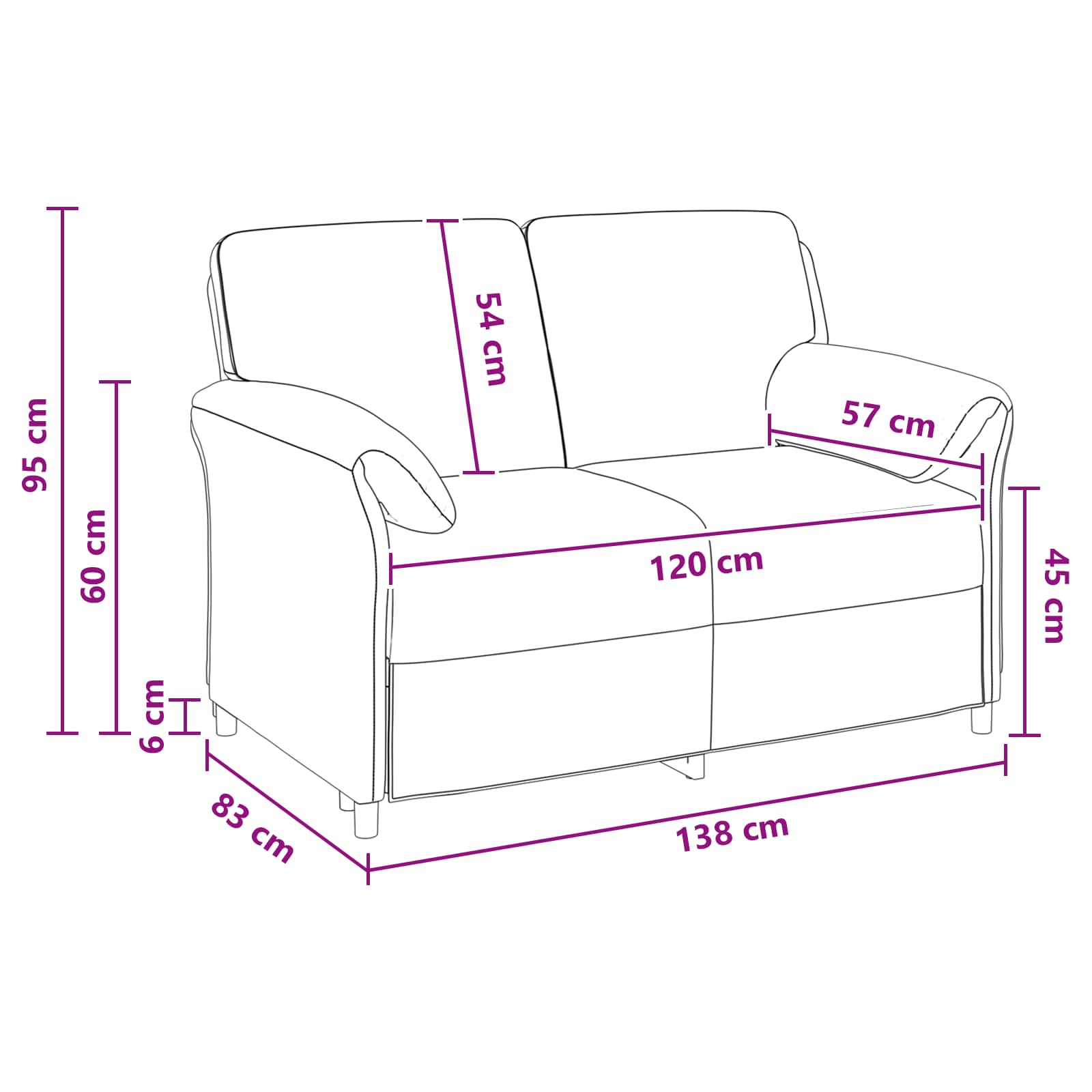 2-Zits Sofa Zeegroen 138 x 83 x 95 cm Fluweel