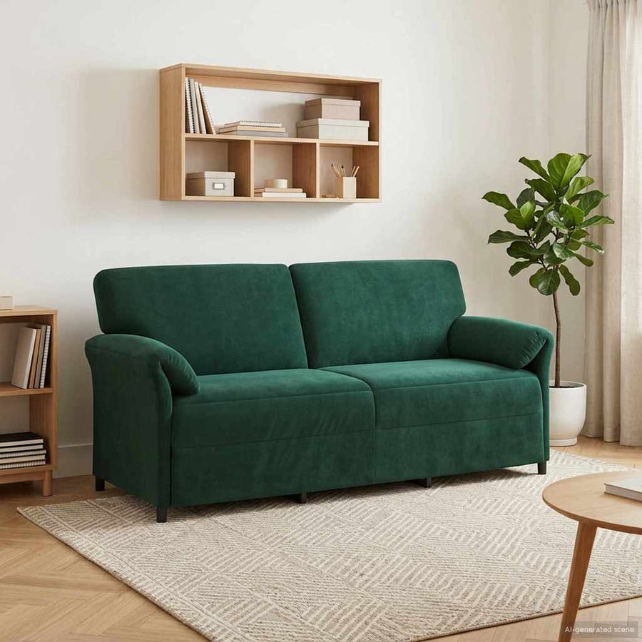3-Zits Bank Donkergroen 198 x 83 x 95 cm Fluweel