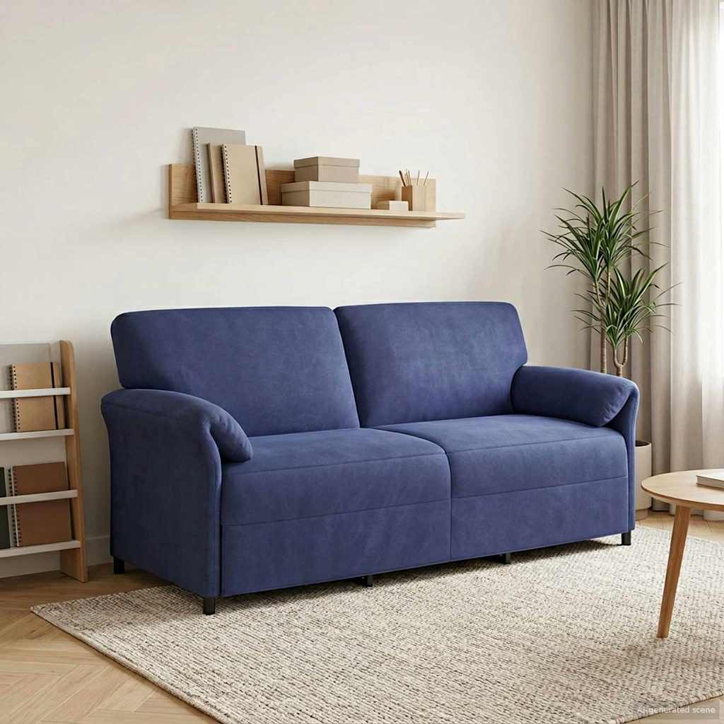 3-Zits Bank Politieblauw 198 x 83 x 95 cm Fluweel