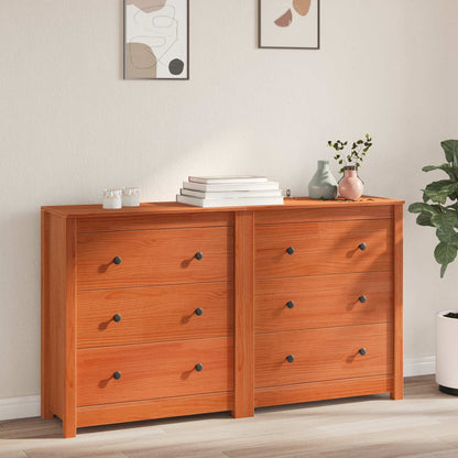 Dressoir met lade 2 pcs Waskleur Bruin 140 x 35 x 80 cm