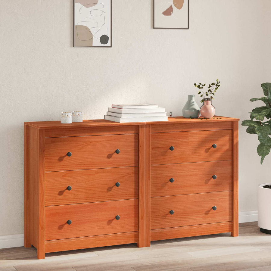 Dressoir met lade 2 pcs Waskleur Bruin 140 x 35 x 80 cm