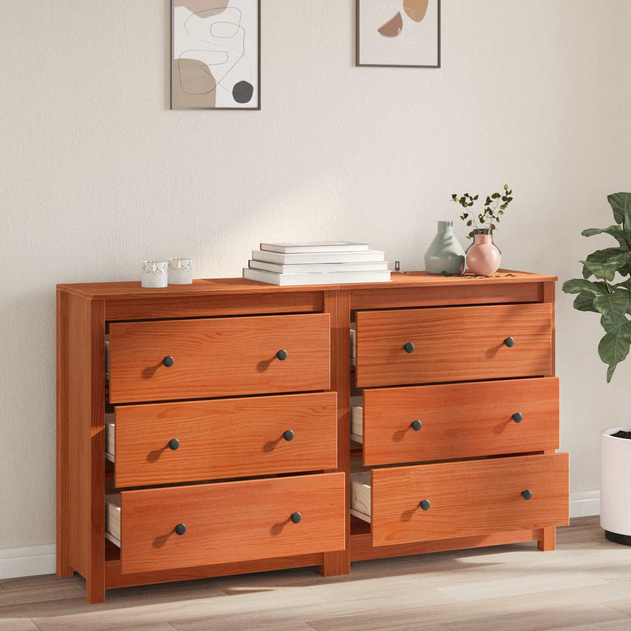 Dressoir met lade 2 pcs Waskleur Bruin 140 x 35 x 80 cm