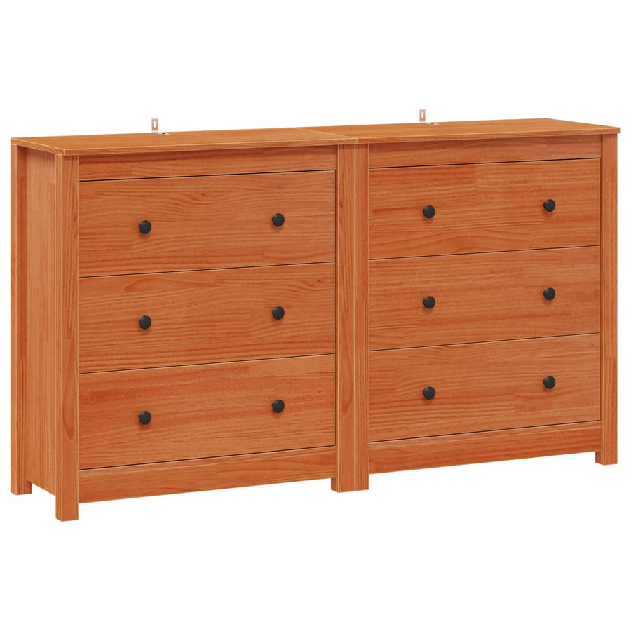 Dressoir met lade 2 pcs Waskleur Bruin 140 x 35 x 80 cm