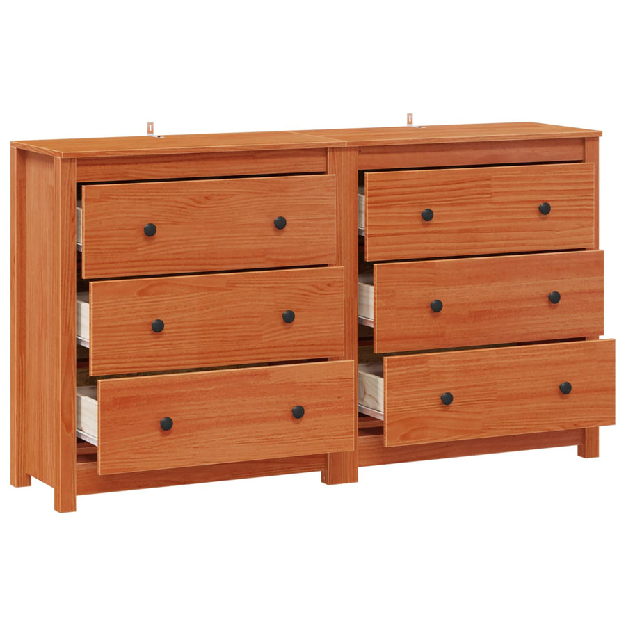 Dressoir met lade 2 pcs Waskleur Bruin 140 x 35 x 80 cm