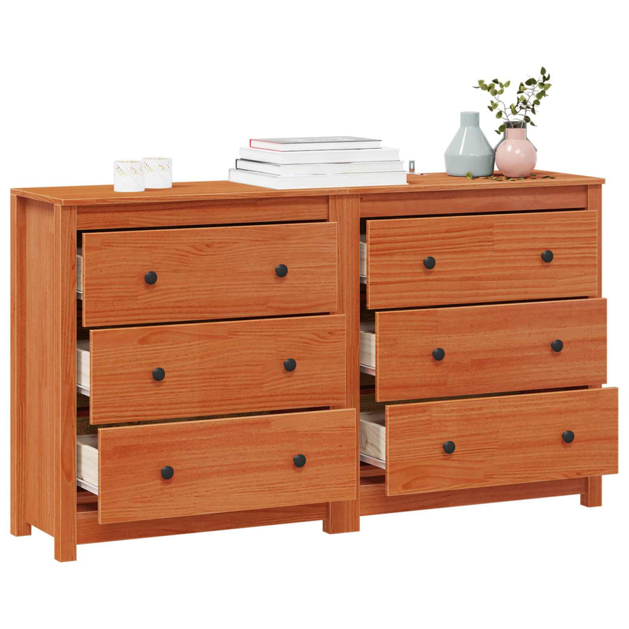 Dressoir met lade 2 pcs Waskleur Bruin 140 x 35 x 80 cm