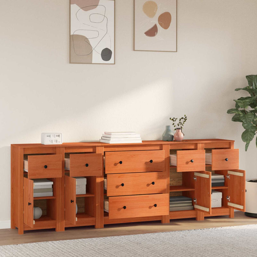 Dressoir met lade 5 pcs Waskleur Bruin Massief grenenhout