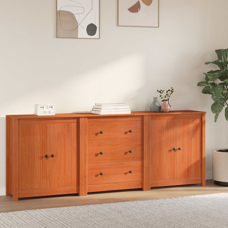 Dressoir met lade 3 pcs Wasbruin Massief grenenhout