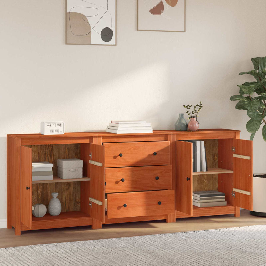 Dressoir met lade 3 pcs Wasbruin Massief grenenhout
